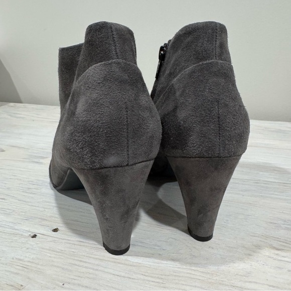 Paul Green Tatum Gray Suede Leather Heeled Pointed Toe Ankle Booties Size 6.5 - Picture 5 of 12